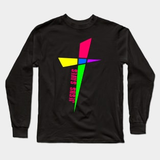 Colorful Cross - Jesus Saves Long Sleeve T-Shirt